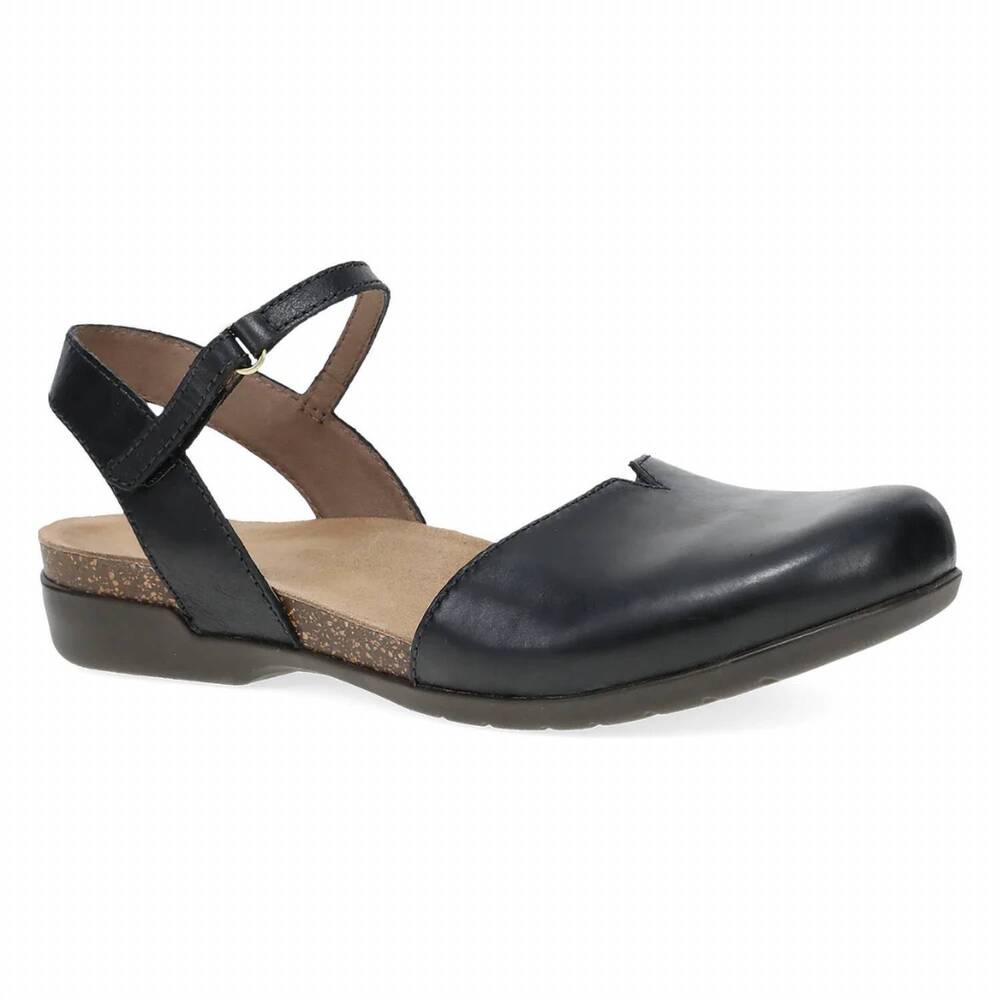 NEW DANSKO women's rowan waxy burnished sandal in black